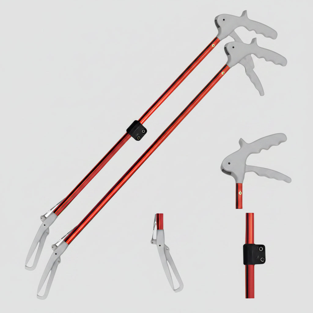 foldable snake tongs folding mechanism close-up