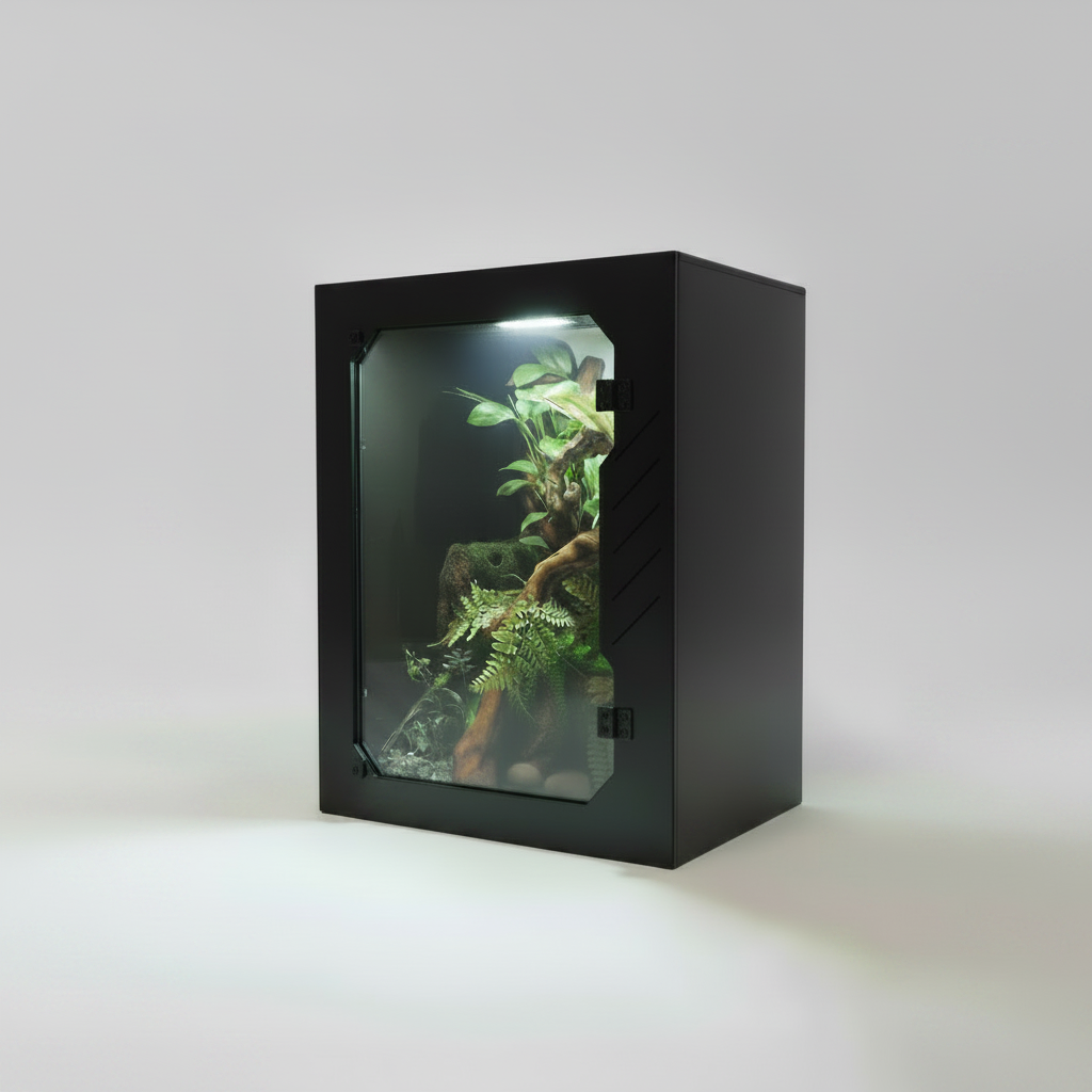 Black PVC enclosure for reptiles