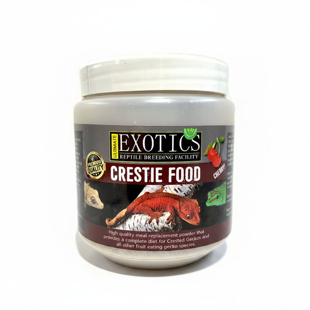 Container of Exotics Crestie Food on a white background