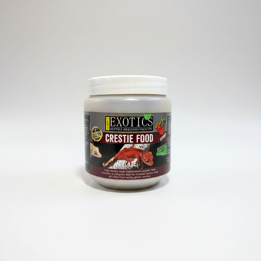 Container of Exotics Crestie Food on a white background