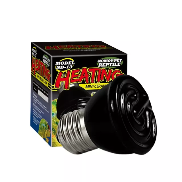 Reptile heating lamp with packaging on a white background