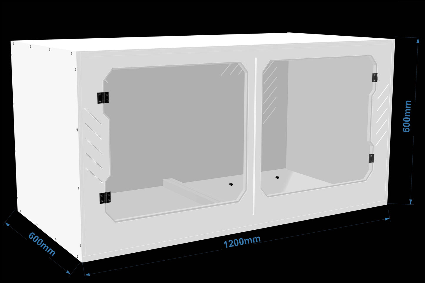 RC120 large PVC reptile enclosure with divider and plexiglass windows