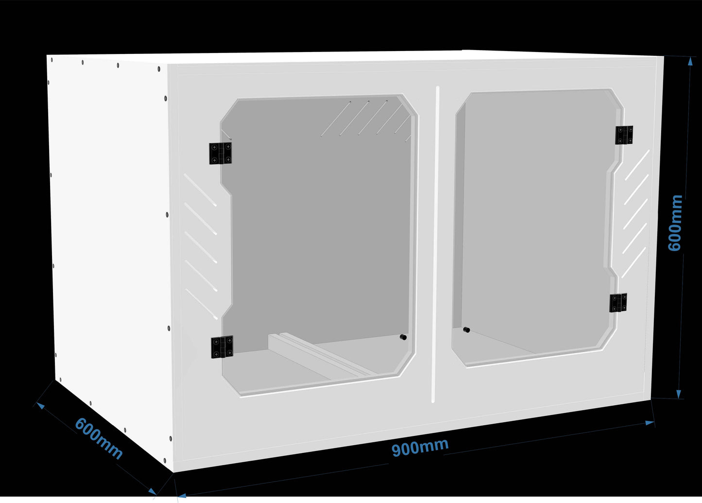 RC90 PVC reptile enclosure with removable divider and plexiglass front