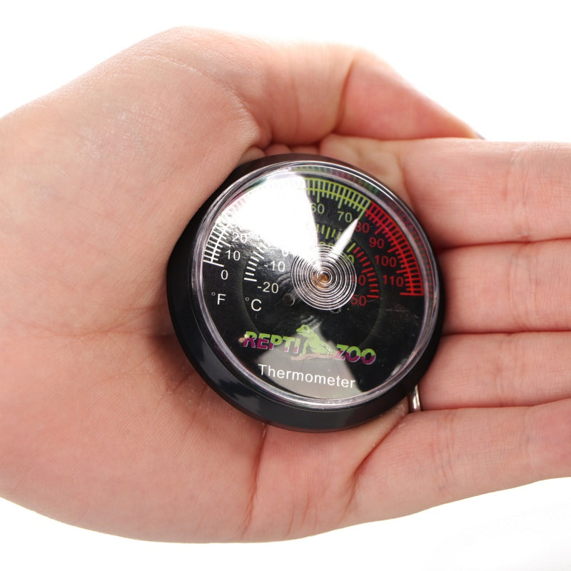 Repti Analog Thermometer mounted inside terrarium