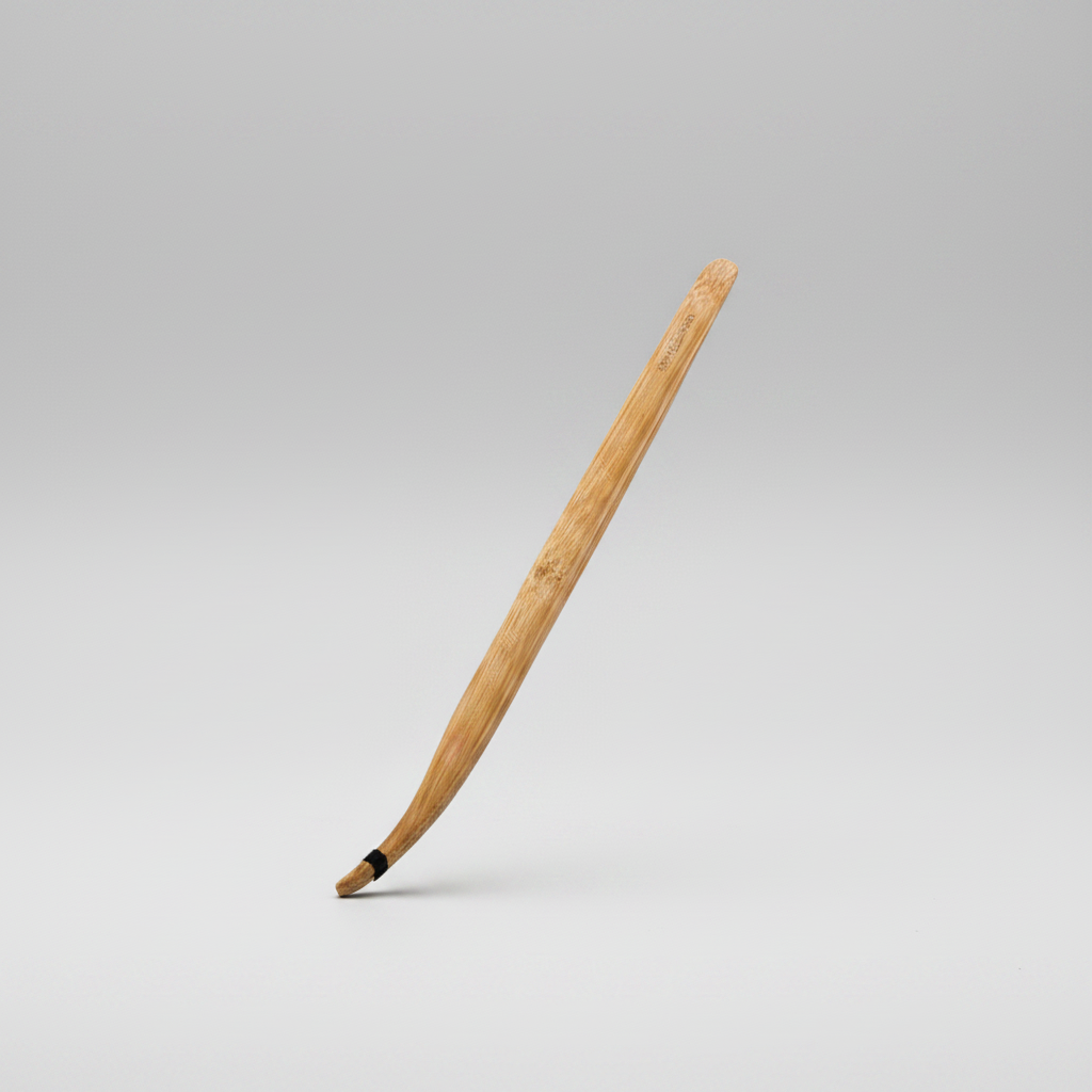 Close-up of 300mm bamboo tweezers with curved tips