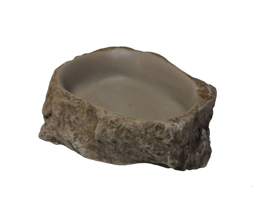 Tip-resistant, natural-style resin water dish for large reptiles
