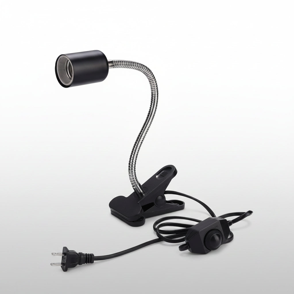 Close-up of adjustable arm with mounted light fixture
