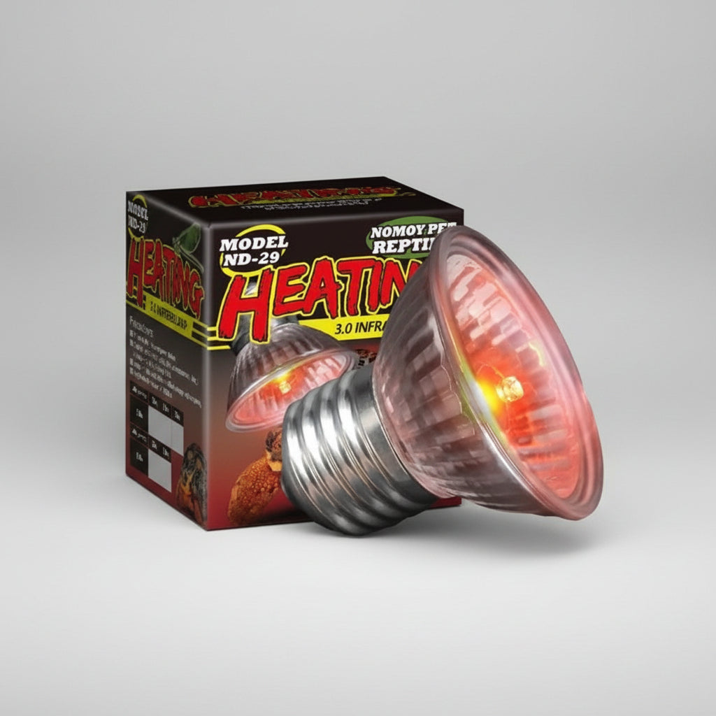 Heating lamp with packaging on a white background