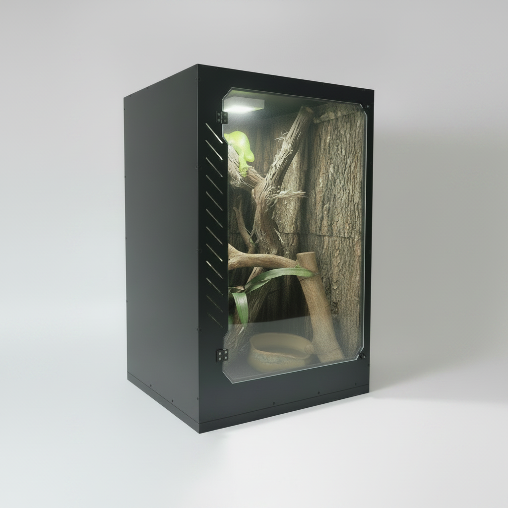 Repticube PVC Reptile terrarium with glass door on a white background