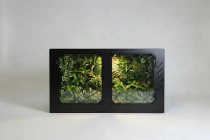Black PVC reptile enclosure for reptiles on a white background