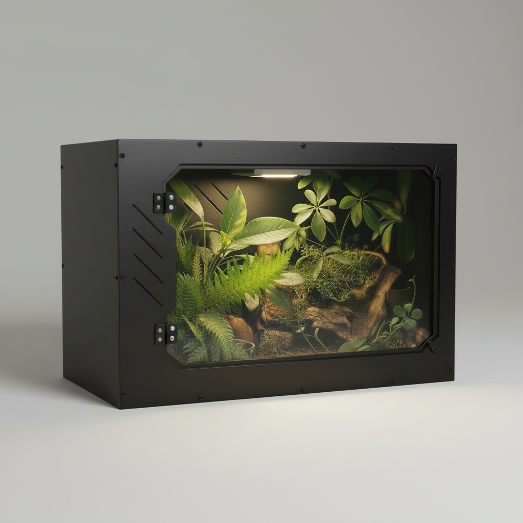 Black gecko or snake RC40 pvc terrarium with plants - Repticube