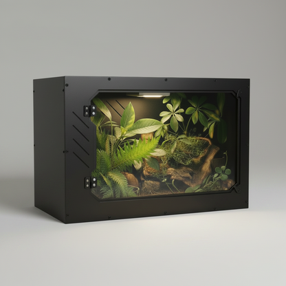 Black gecko or snake RC40 pvc terrarium with plants - Repticube
