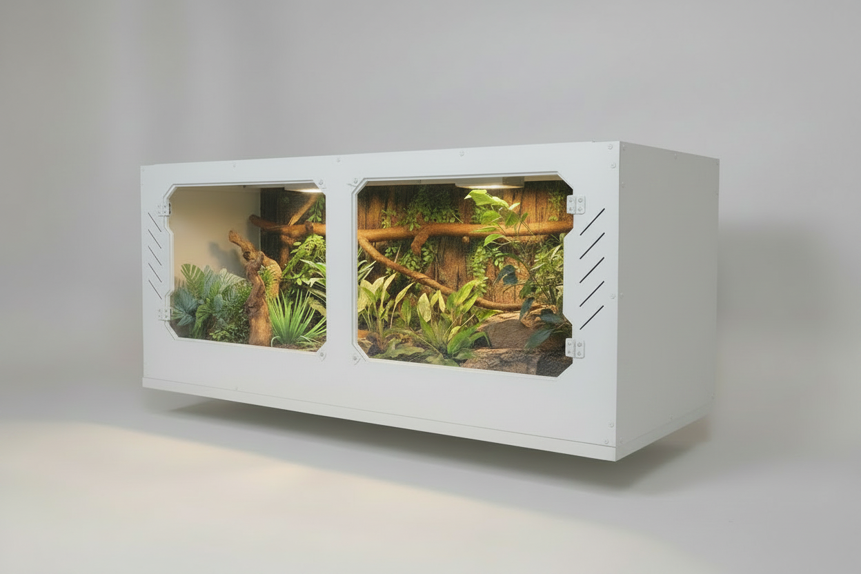 Modern white PVC reptile enclosure 