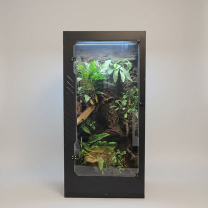 Chameleon enclosure made from Black PVC with mesh sides