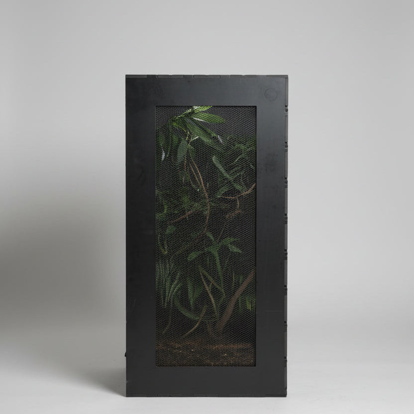 Metallic screen or mesh on a stand with children's toys in the background