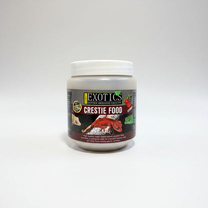 Container of Exotics Crestie Food on a white background