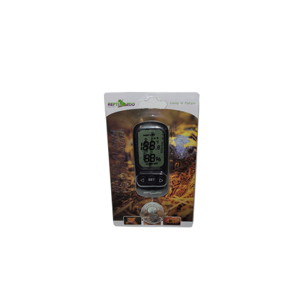 Digital alarm thermo-hygrometer showing display and alarm icons