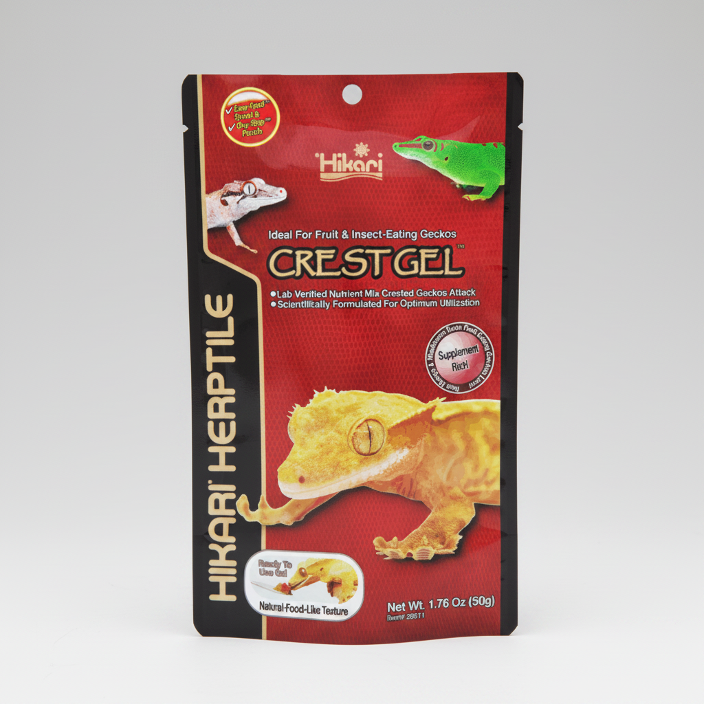 Hikari Crest Gel packaging for reptiles on a white background