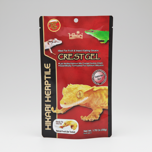 Hikari Crest Gel packaging for reptiles on a white background