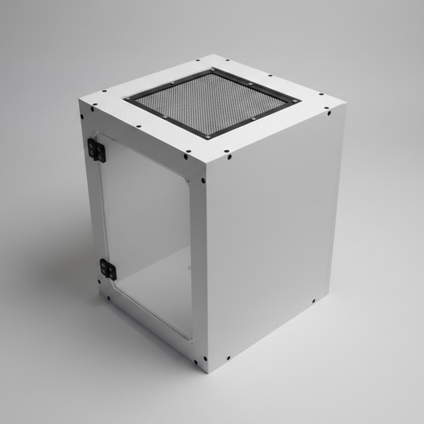 white pvct errarium with plexiglass front on a white background- Repticube