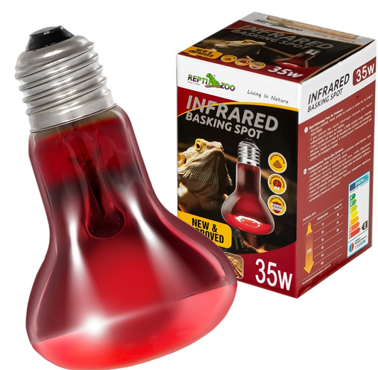 Close-up of red reptile heat bulb