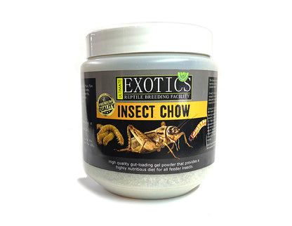 Jar of Exotics Insect Chow on a white background