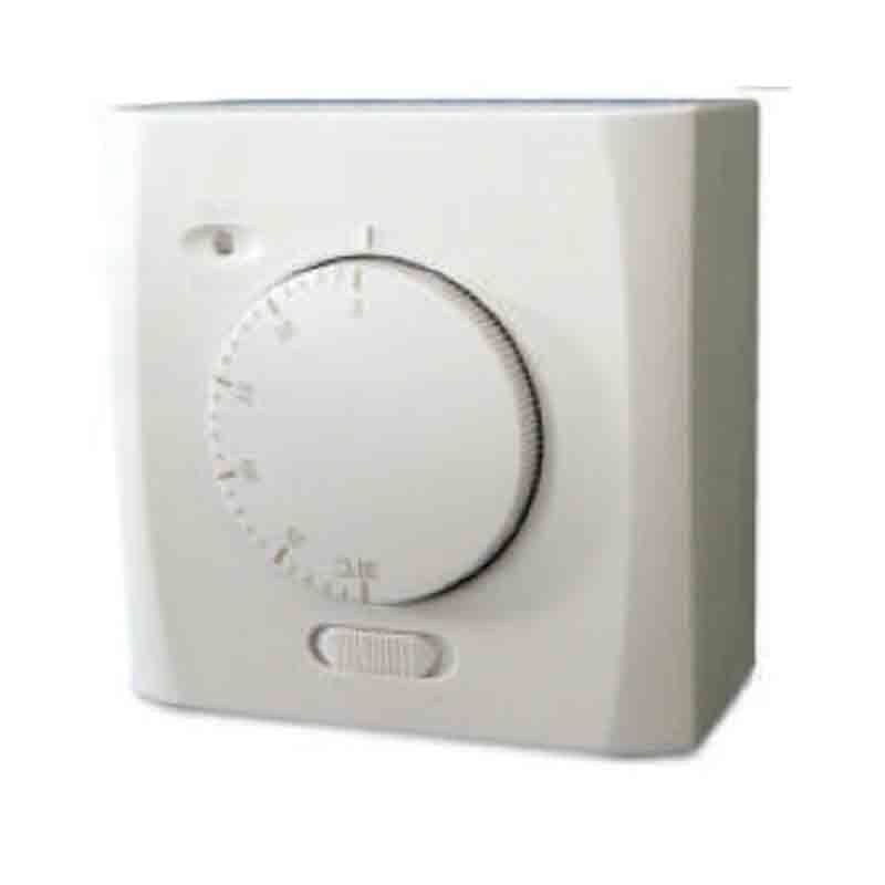 Close-up of reptile thermostat dial and plug setup