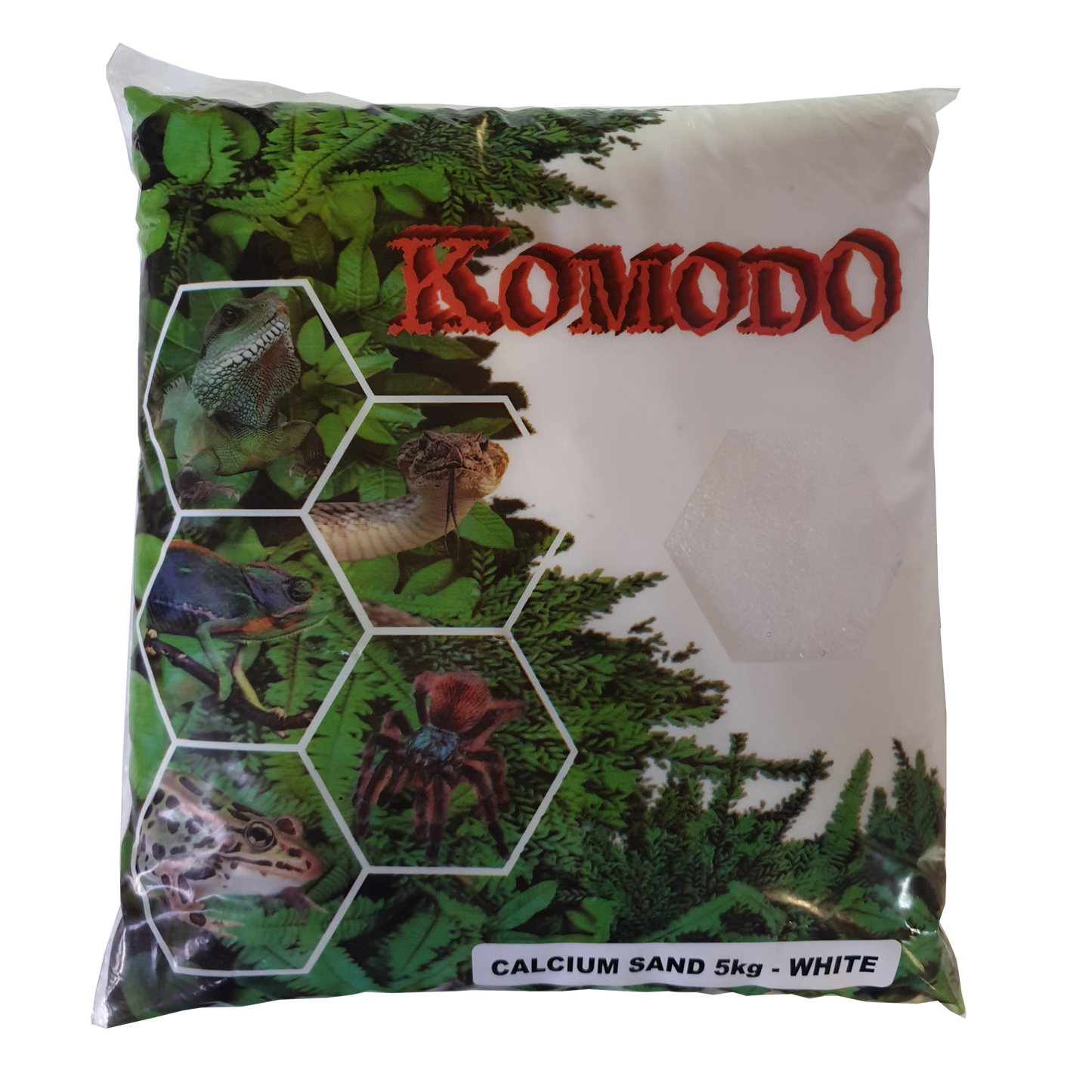 5kg bag of Komodo white calcium carbonate substrate