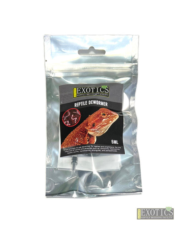 Exotics reptile dewormer packaging on a white background
