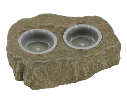 Small double feeding bowl deli cup holder for reptiles in terrariums