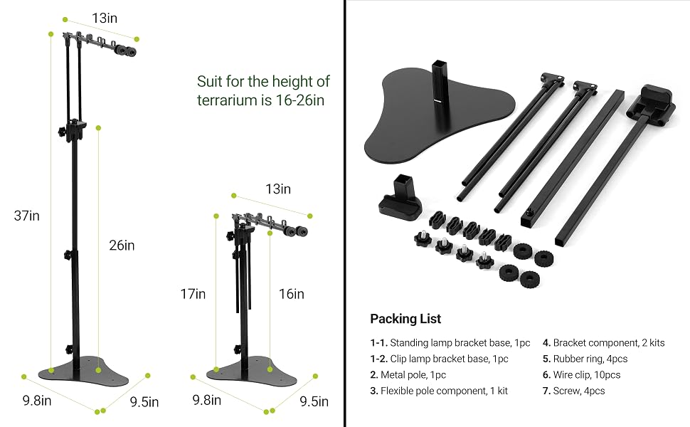 Adjustable Reptile Enclosure Lamp Bracket 2in1