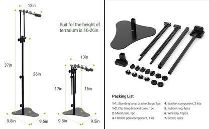 Adjustable Reptile Enclosure Lamp Bracket 2in1
