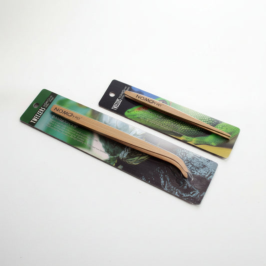 Nomoy NZ-05 and NZ-06 bamboo tweezers side by side