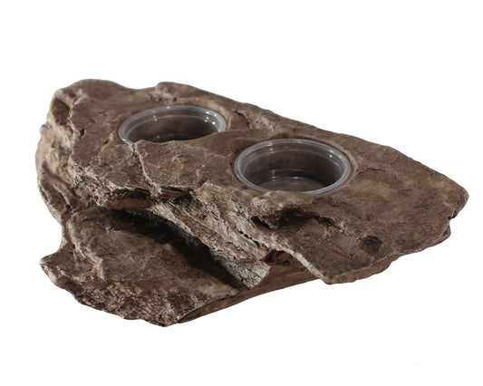 Medium slate rock magnetic feeding ledge with realistic design for reptiles